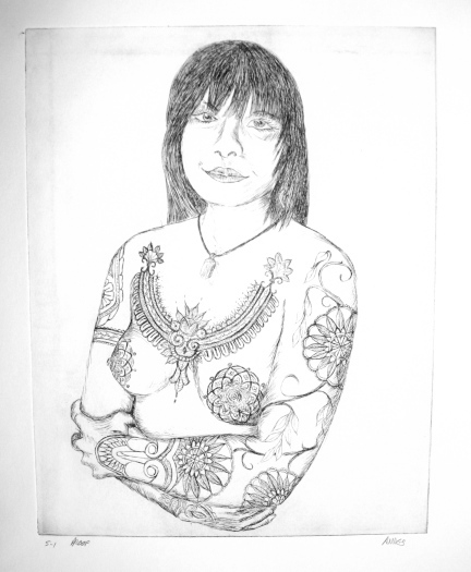 tattooed woman etching